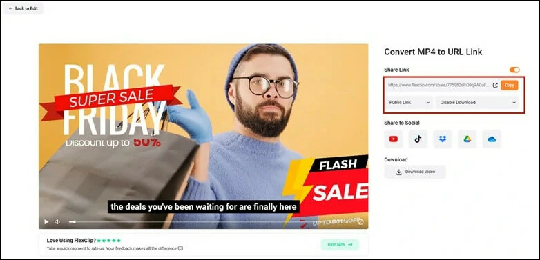 Generate a Video Link in FlexClip for QR Code Generation