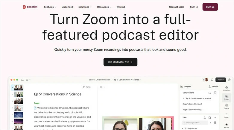 Descript:Text-based Zoom Recording Editor