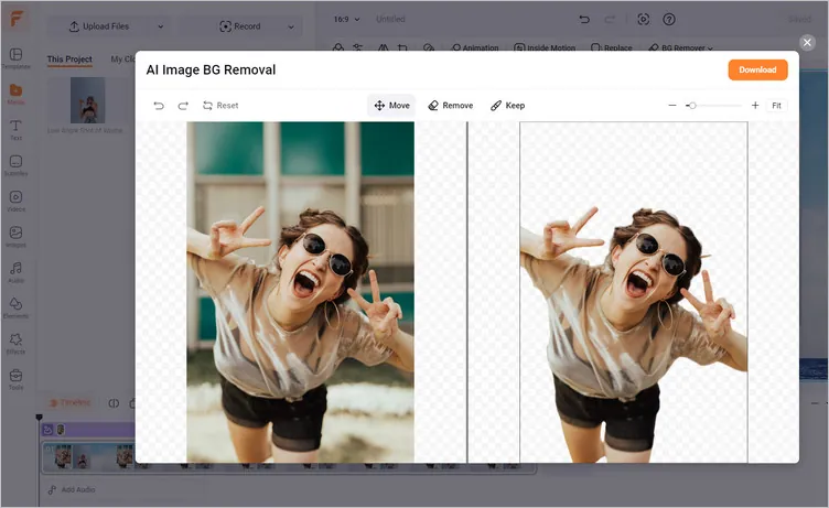 Join Two Photos in One Frame Online with FlexClip - Remove Background