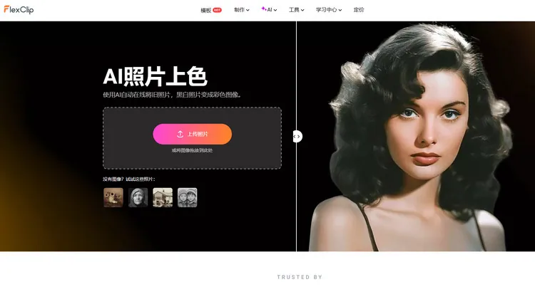 AI 照片上色功能 - FlexClip