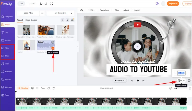 Add an image or video to accompany the audio