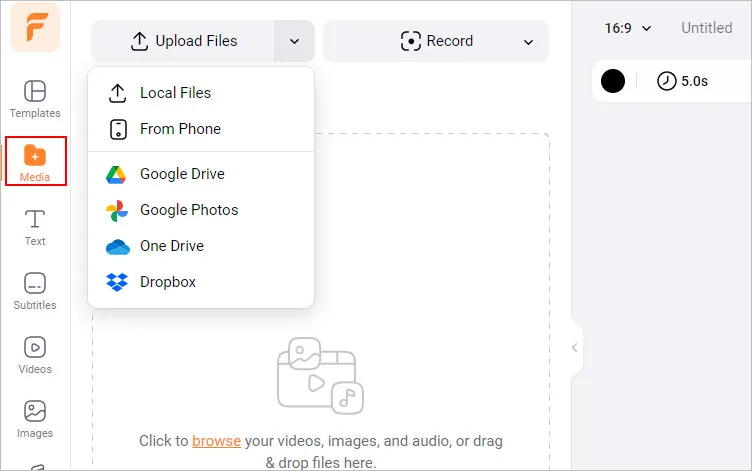 Import your audio file FlexClip