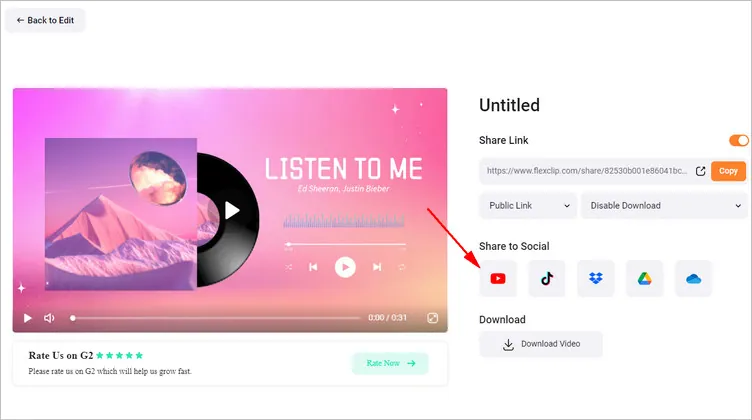 Upload the audio with images to YouTube