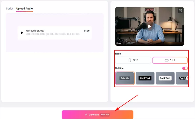 Convert Audio to Video with Talking Avatar