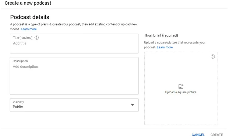 Upload Podcast on YoUtube - New Podcast Detail