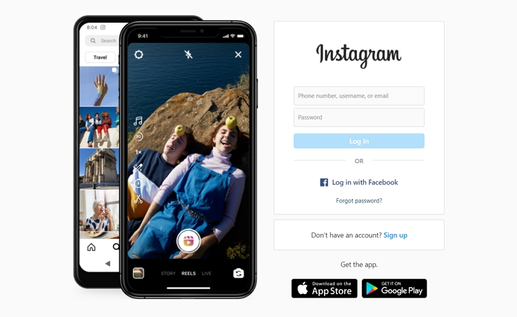 Upload Instagram Reels on PC - Log In