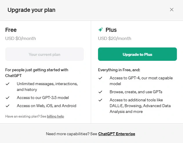 ChatGPT 4 Pricing