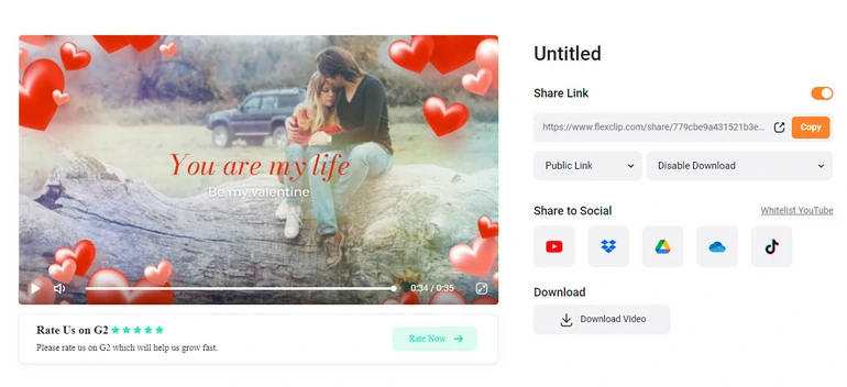 Export & Share Valentine's Day Video