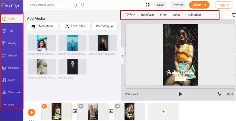 Online Vertical Video Editor - FlexClip