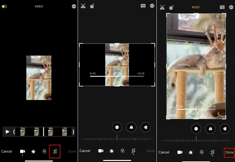 Cambiar un video de iMovie en formato horizontal a vertical en iPhone