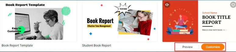 Select a book report video template