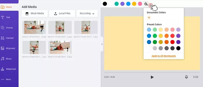 Pick a corresponding background color for a video collage of photos
