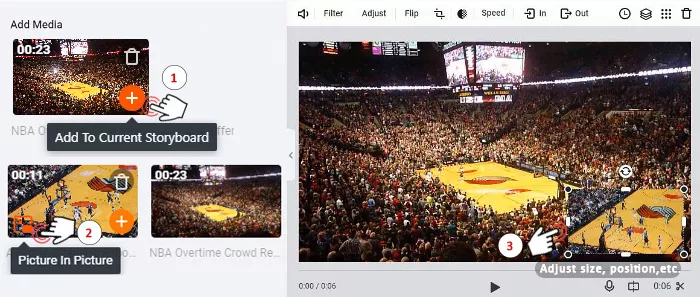 Make a video collage with two videos by FlexClip video collage maker