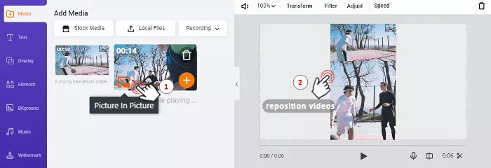 Add videos to video collage and reposition their positions