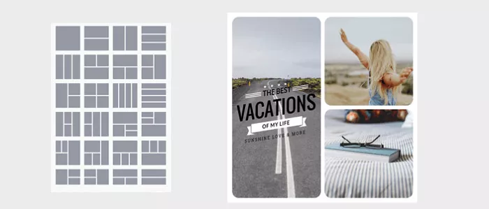 Samples of photo grid layout for a video collage of photos
