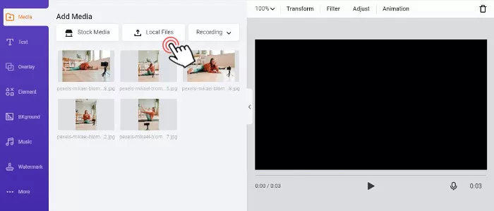 Upload photos to FlexClip video collage maker