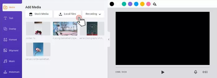 Upload local files to FlexClip video collage maker