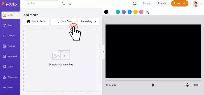 Upload video clips or photos to FlexClip video collage maker
