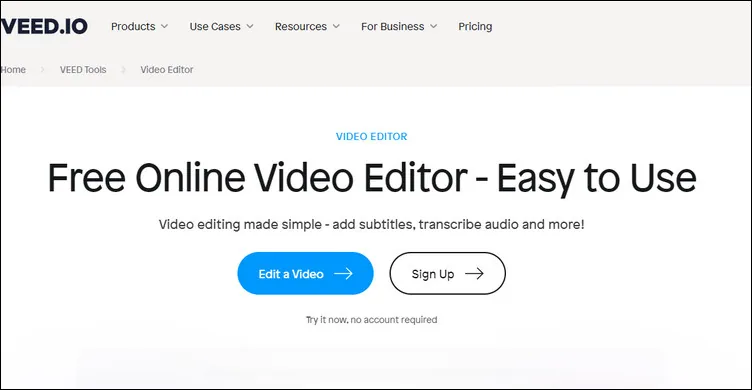 Free Video Editor No Sign-up: Veed