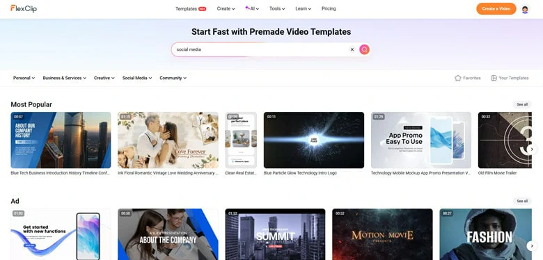 FlexClip's Extensive Video Templates for You to Explore