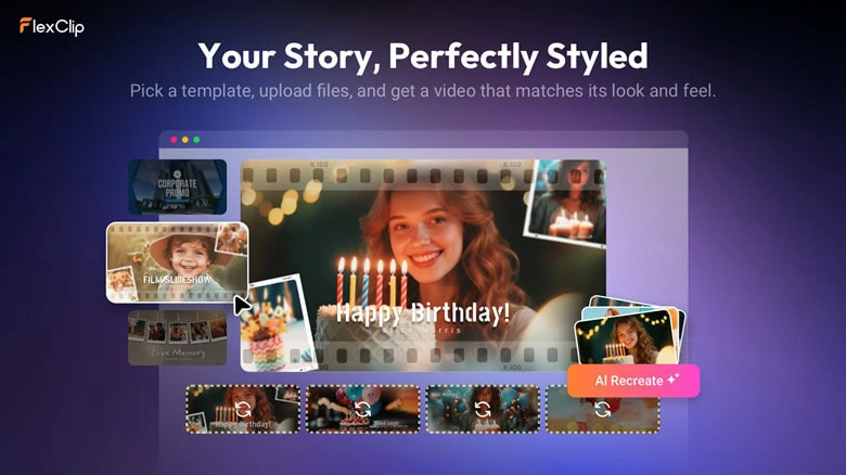 FlexClip's AI Recreate to Make Video with Templates
