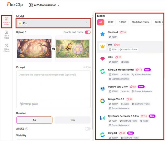 Add Photo to FlexClip's AI Video Transition Generator