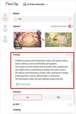 Enter the Prompt to Describe the Transition Effect You Want