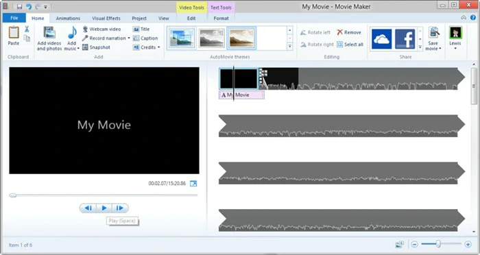 Videoeditor mit Übergangseffekten - Windows Movie Maker