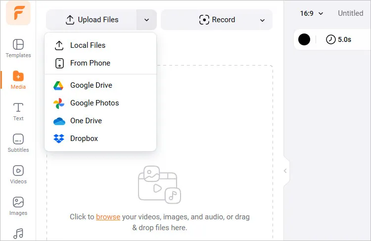  Edit Videos on Chromebook Easily with FlexClip - Upload