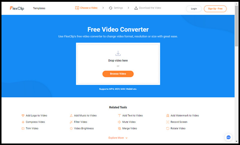 Use FlexClip video converter to convert video format.