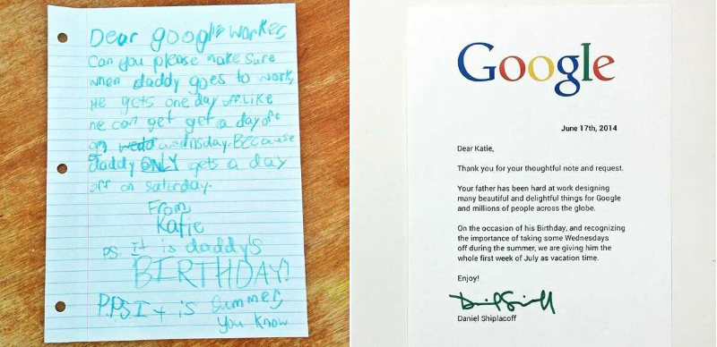 google's story of asking for a birthday leave