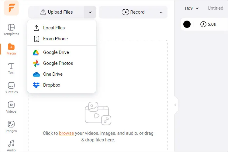 Change Video Frame Rate with FlexClip - Upload