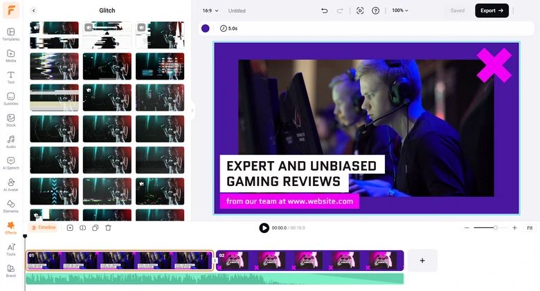 FlexClip Game Video Editor Interface