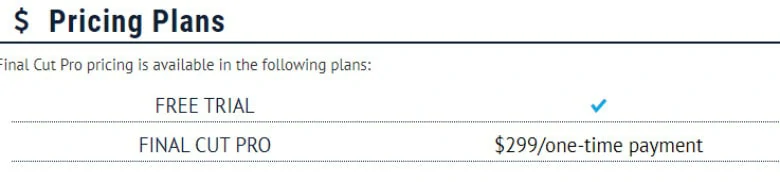 The Price Plan of Final Cut Prot