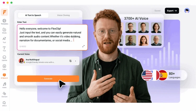 FlexClip Video Editor with AI Text-to-Speech Overview
