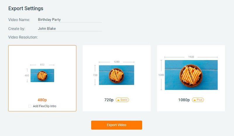 3 formats available  as you export a video with Flexclip