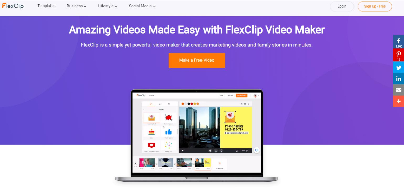 flexclip video maker interface