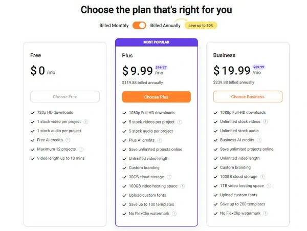 FlexClip Pricing