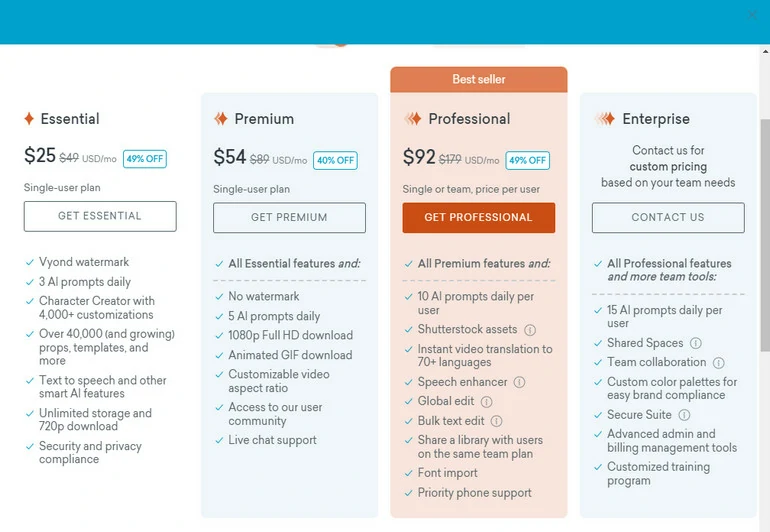 Vyond Pricing