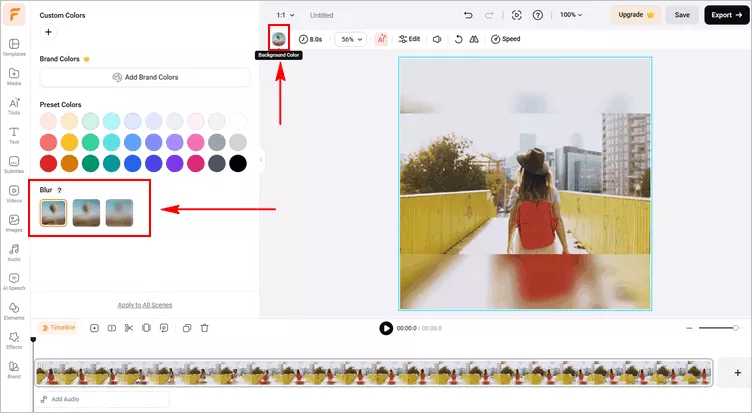 Resize Video for Instagram without Cropping in FlexClip - Blur BG