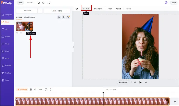 Resize Video for Instagram with FlexClip - Add Footage