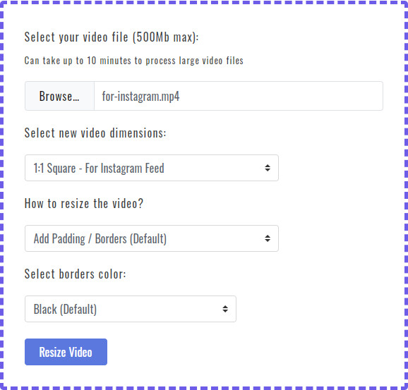 Resize Video for Instagram with Resizegram