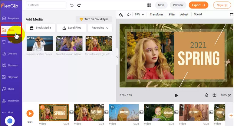 Resize Video for Instagram with FlexClip - Upload