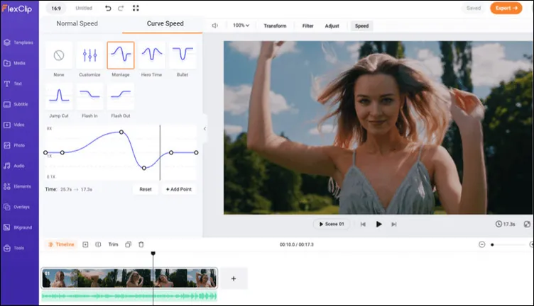 FlexClip's Flexible Speed Change Options