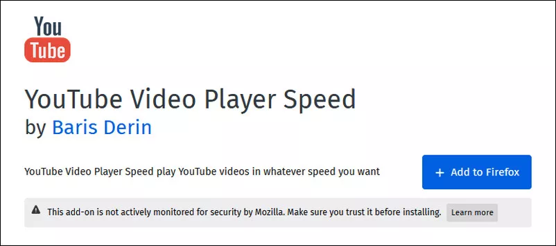 YouTube Video Player Speed