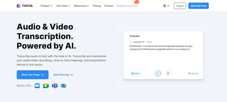 Notta Video to Text Overview
