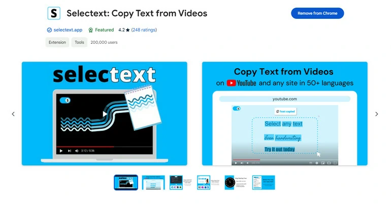 Selexttext Video to Text Overview