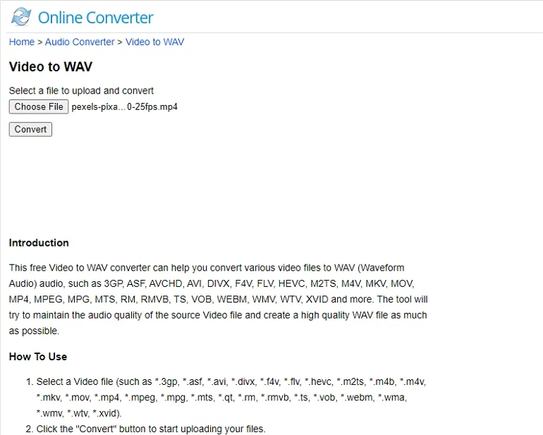 Convert Video to WAV with Online Converter