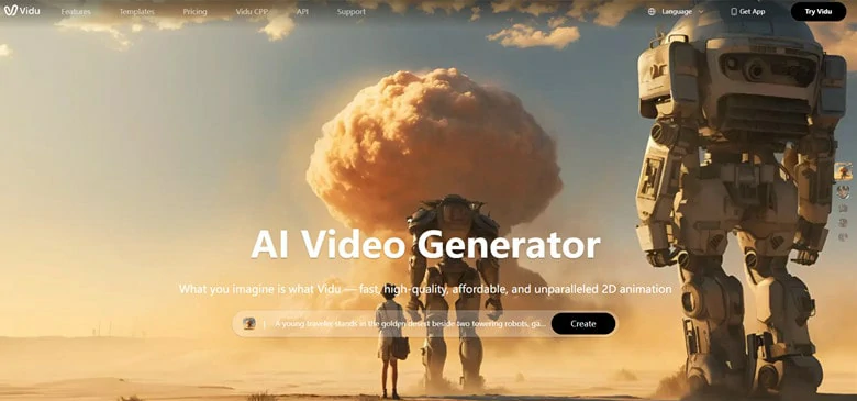 The Main Interface of Vidu AI