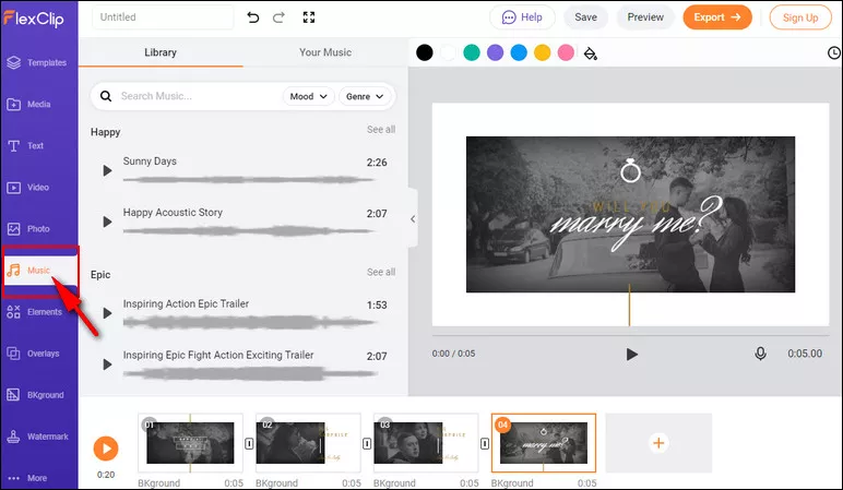 Make a Video Look Vintage with FlexClip - Add Old Fashion Music